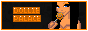 an animated 88 by 31 pixel website button reading 'dollie palace,' with orange text and a black background. on the right is a winking pixel doll with light skin, black hair, and holding an orange lollipop.
